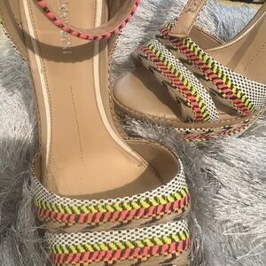 BCBG Multicolor Strappy Wedges